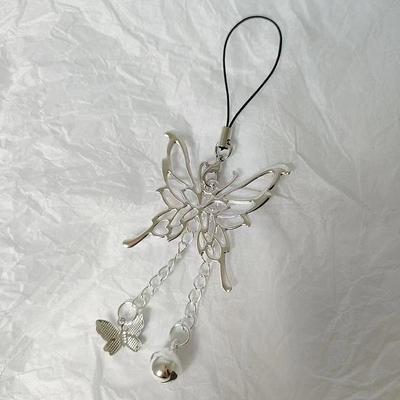 Neues Design 1 Stück Vintage Hohl Schmetterling Glocke Handy Anhänger Mode Schlüsselanhänger Lanyard für Schlüssel Riemen Handy Zubehör
