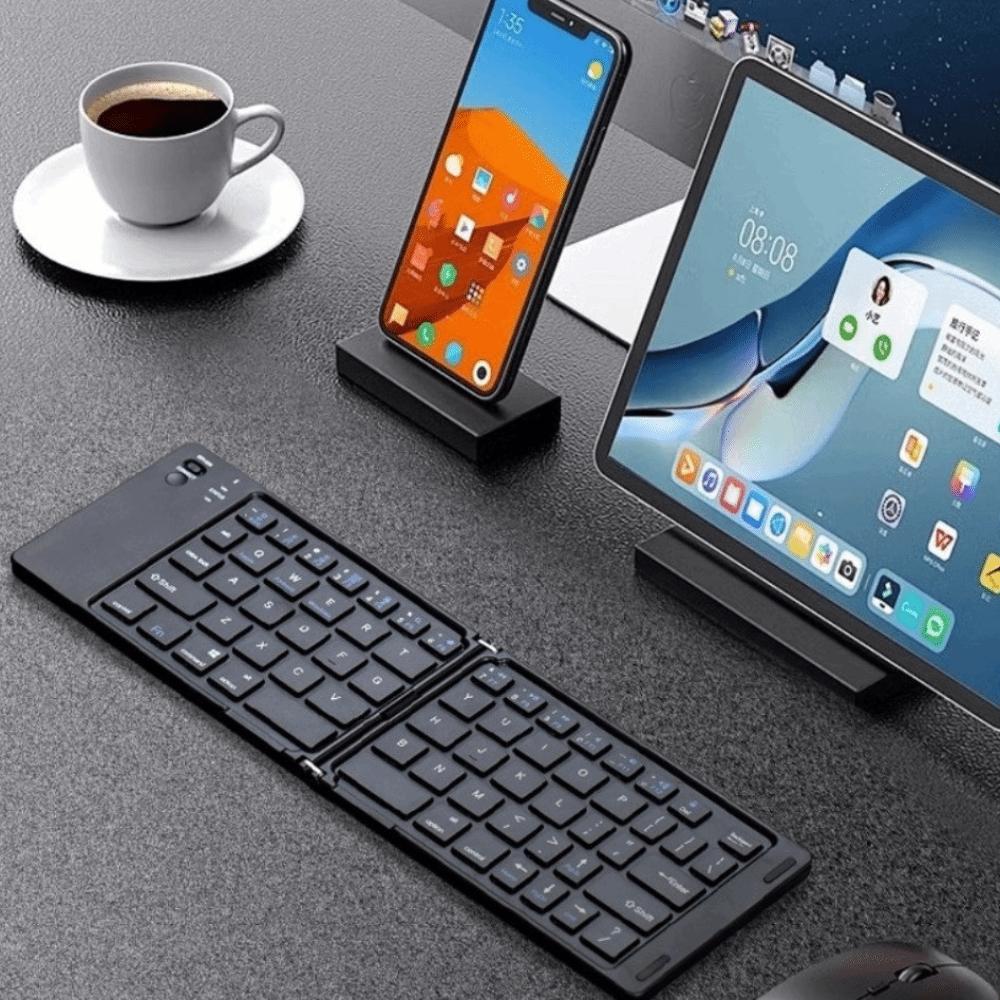 Slim Design Wireless Folding Keyboard Rechargeable Foldable Keyboard Bluetooth Keyboard  Tablet