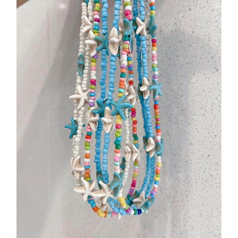 Starfish Charm Choker Chain Beaded Necklace for Women Stylish Neck Jewelry Gift