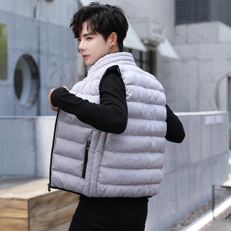 Men's Stand-up Collar Zipper Vest Jacket - Down Cotton, Plus Size, 2019.