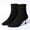 Autumn Fashion Women's Boots Elegant Pointed-toe Stiletto Booties High Heels Luxury Sequin Cloth Slip-on Ankle Boots Woman Shoes
