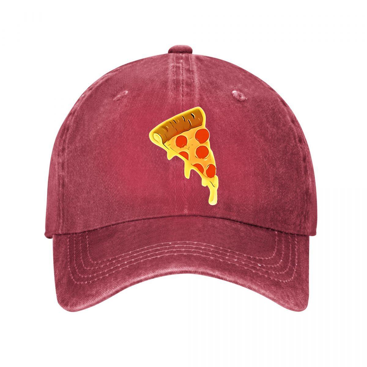 Navy Blue Pizza Baseball Cap New Vintage Washed Cotton Baseball Cap Parent Kids Sun Hats Adjustable