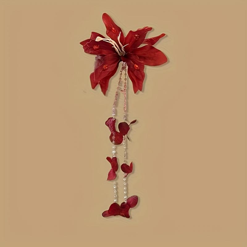 Hawaiian-Inspired 1pc Long Tassel Artificial Flower Hair Clip Bridal Wedding Hair Accessories Beach Parties,Daily Wear