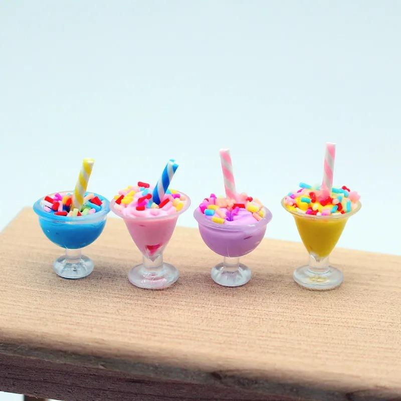 Children's Dollhouse Ice Cream Cup Simulation Cream Dessert Model Kitchen Food Decoration and Handmade Toy Set (4-piece Set)