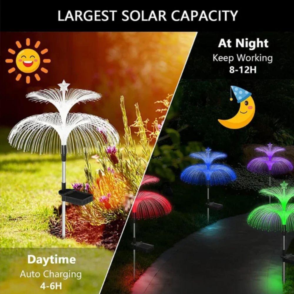Colorful Outdoor Solar Light Waterproof Jellyfish Lawn Light Fiber Optic Lamp Yard/Pathway Decor
