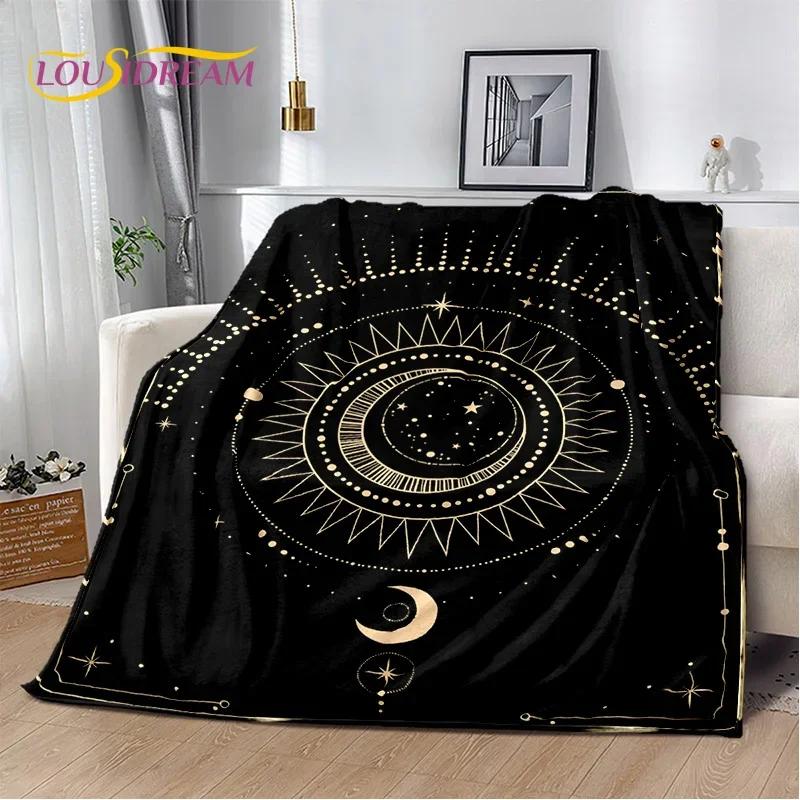 Mysterious Tarot Sun Moon Mandala Magic Soft Flannel Blanket for Beds Bedroom Sofa Picnic,Throw Blanket for Outdoor Leisure Gift