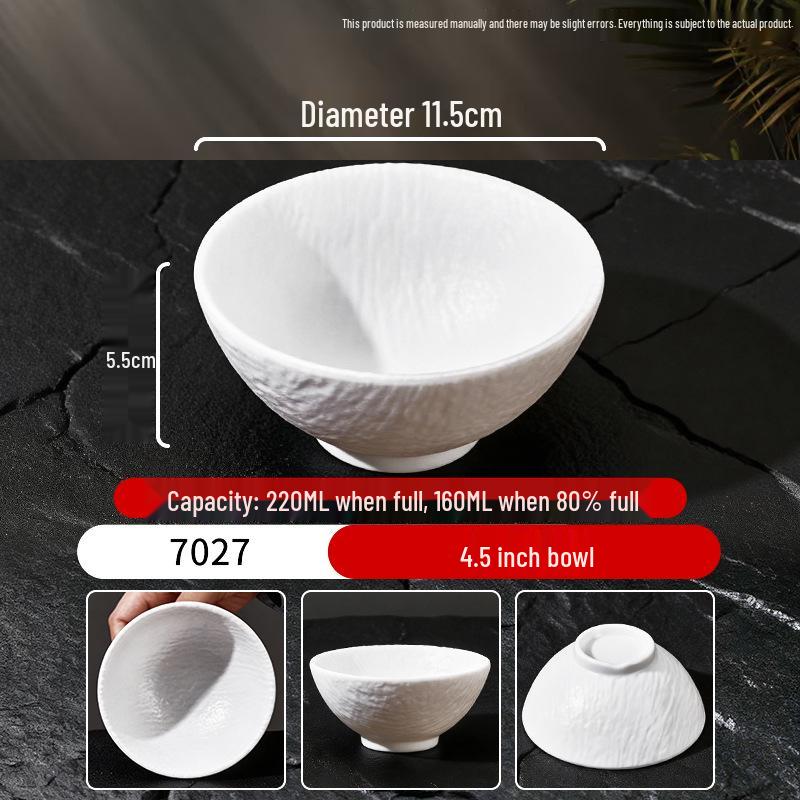 Melamine Porcelain-Style Rice Bowl & Dipping Sauce Dish Set