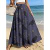 Plus-size Women's Elegant and Stylish Half Skirt, Casual Printed Midi Skirt, Crow and Flower Background Print