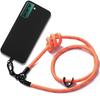 Protective Case - Samsung - Galaxy S21 FE - Silicone Slim - Shockproof - Orange Lanyard