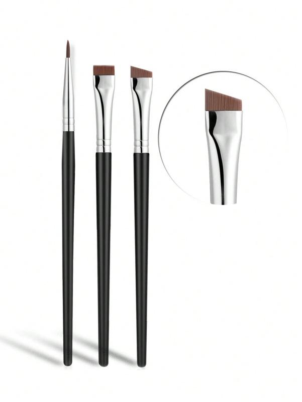 Ultra-Fine Angled Eyeliner & Brow Brush Set - Professional Slanted Makeup Tools