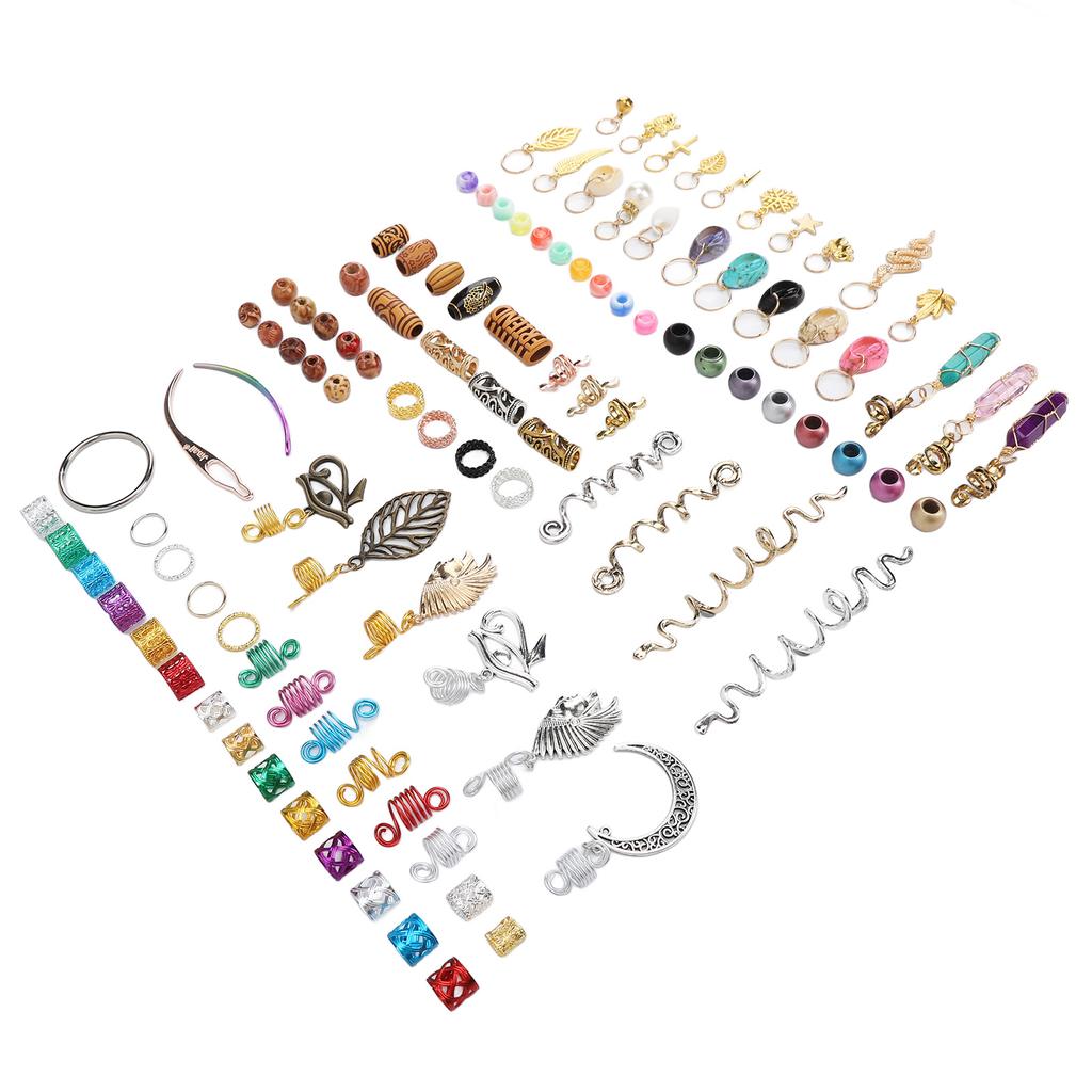 DIY Dreadlocks Jewelry Assortment Metal Braiding Hair Decoration Rings Pendants Crochet Set