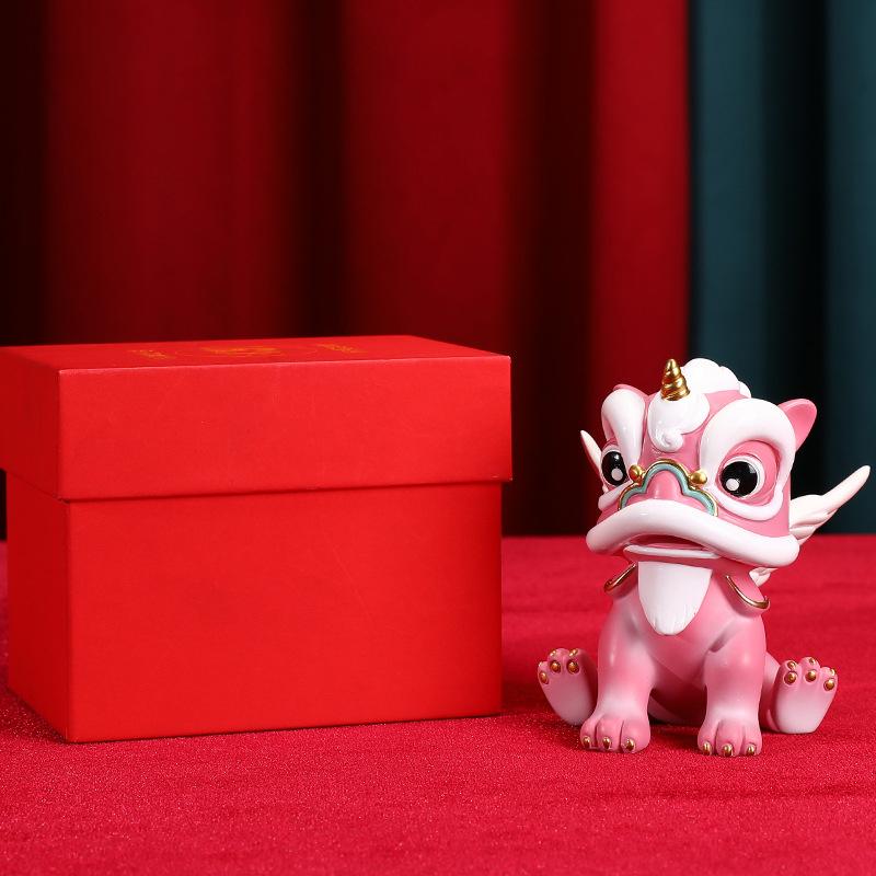 

Китайский танец льва талисман орнамент традиционный танцующий лев фигурка смоляная декоративная фигурка с подарочной коробкой