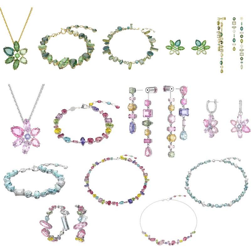 Серия Gema 520 Дофаминовый Конфетный Цвет Блок Цепочка на Ключицу Женское Радужное Кристальное Ожерелье Green Crystal Necklace