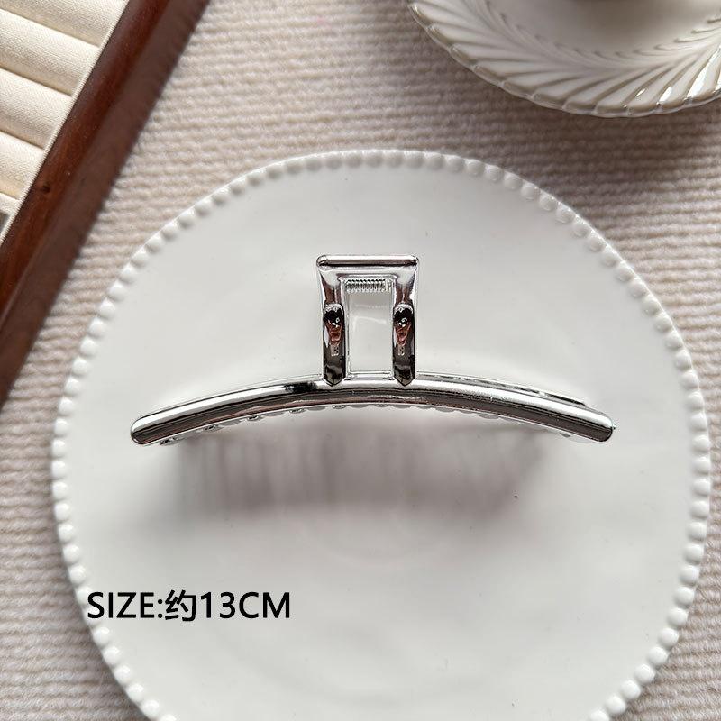 Damen Große Silberne Metall-Haarkralle 1 Stück Elegantes Punk-Stil Kein Haarschaden Haarnadel für Lockiges Glattes Haar Verwendung