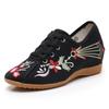 Woman Spring Autumn Embroidered Canvas Shoes Increased Internal Rubber Sole Non Slip Round Toe Lace Up Light Casual Cloth Shoes