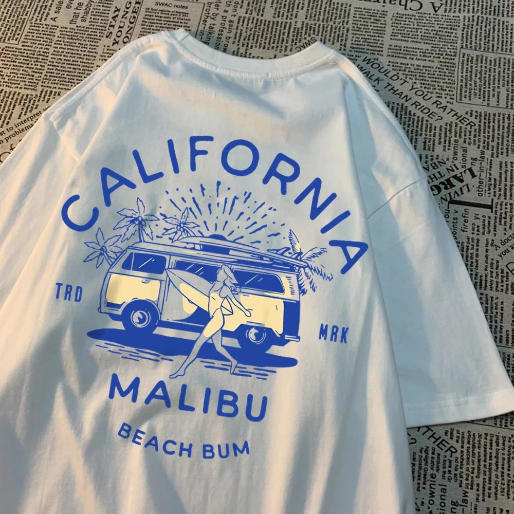 California Malibu Beach Bum T Shirts Men Women Summer New Streetwear Couple Tee Clothes T Shirt Pattern Loose T-Shirts Couple