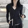 Women's 2024 Slim Fit Knit T-Shirt: Fake Two-Piece, Long-Sleeve for Spring & Autumn