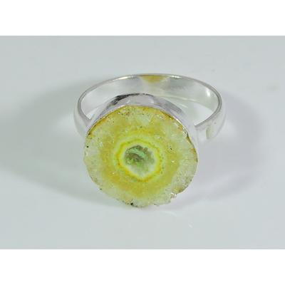 Color Enhanced Solar Druzy 925 Solid Sterling Silver Ring Size US-7 PG-19