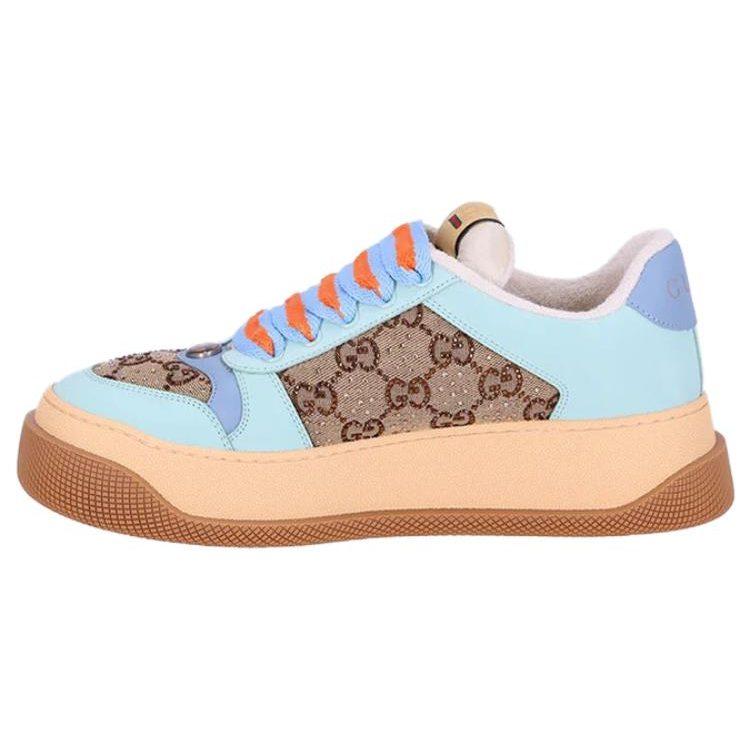 Gucci Screener Jigglypuff, Distressed Shoes Leather Low Top Stylish Skateboarding Shoes Women's Brown 757700 FAB4C 2562