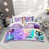Homewish Girls Gymnastics Lover Duvet Cover Set,Green Pink Sequin Print Bedding Set,Cartoon Princess Print Bed Set