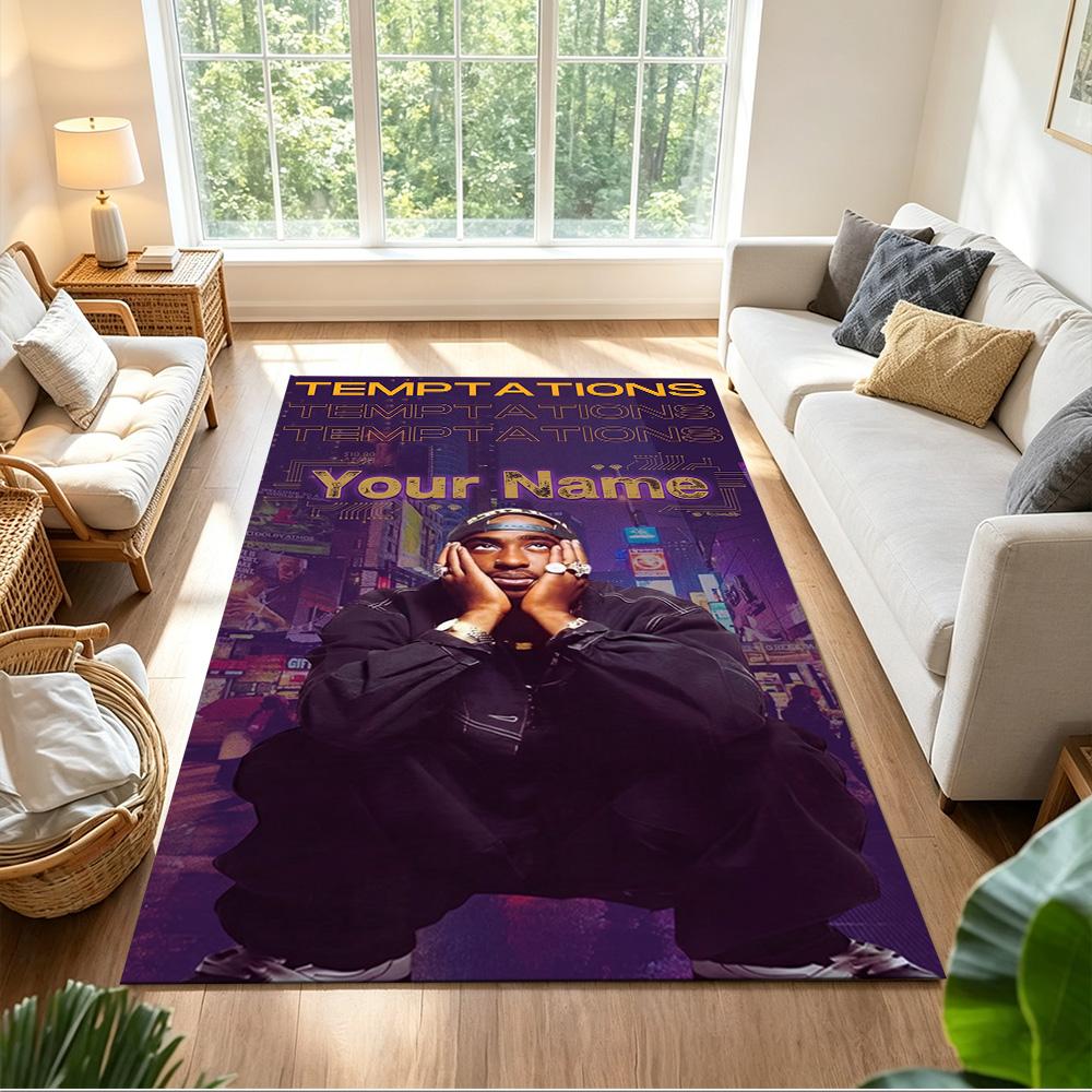 2pac Customize Text Floor Mat Perfect for Dormitory Entryway Outdoor Game Room Anti-slip Rug Anime Office Decor Best for Christmas