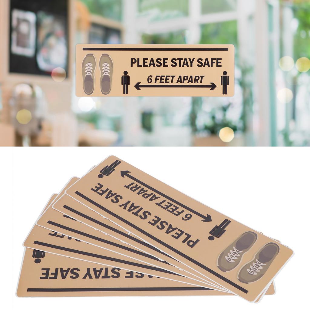 2er Set Bodenaufkleber Sicherheitsabstand Zeichen Markierung Warnaufkleber für Geschäft Krankenhaus SchuleB004