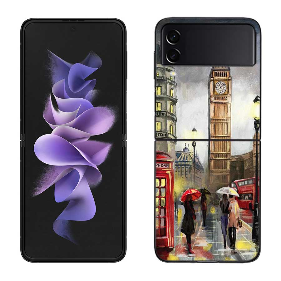 Artist London Painting Oil Painting Case For Samsung Z Flip 6 5G Galaxy Z Flip 5 4 3 5G Black Hard Cell Phone Cover Luxury PC Sh