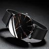 Classic Black Ultra Thin Watches Alloy Mesh Belt Quartz Watch Luxury Mens Wristwatch  Leisure Time