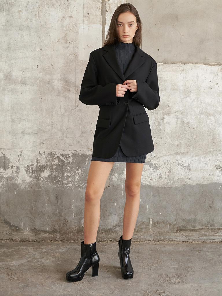 Blanc Sur Blanc Luna Platform Ankle Boots Black