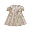 2026 Summer French Cartoon Print Lace Collar Girls' Princess Dress - Short Sleeve