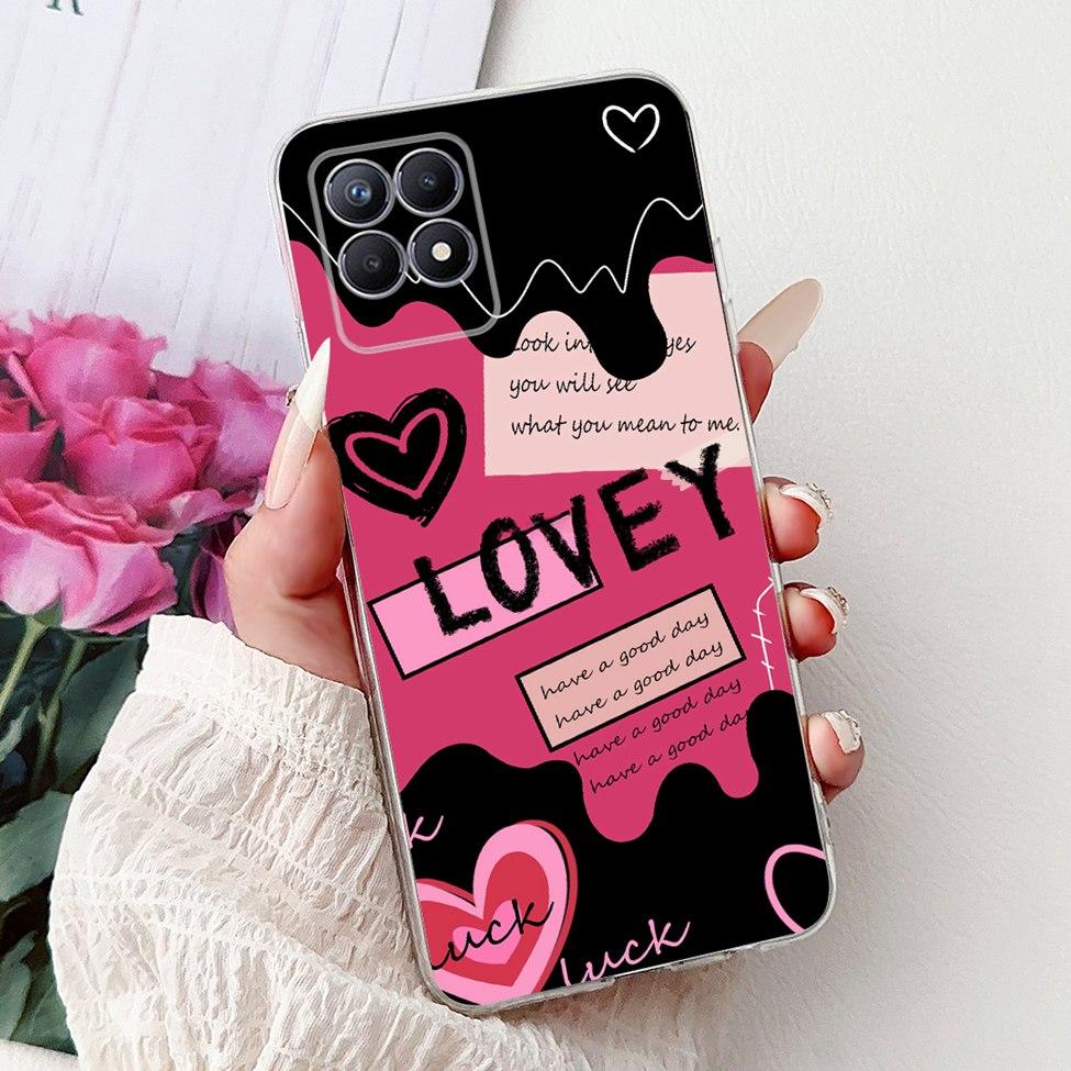 Clear Cover For Realme 8i Case RMX3151 Luxury Butterfly Love Flowers Cool Painted Phone Case For Realme Narzo 50 RMX3286 Cover