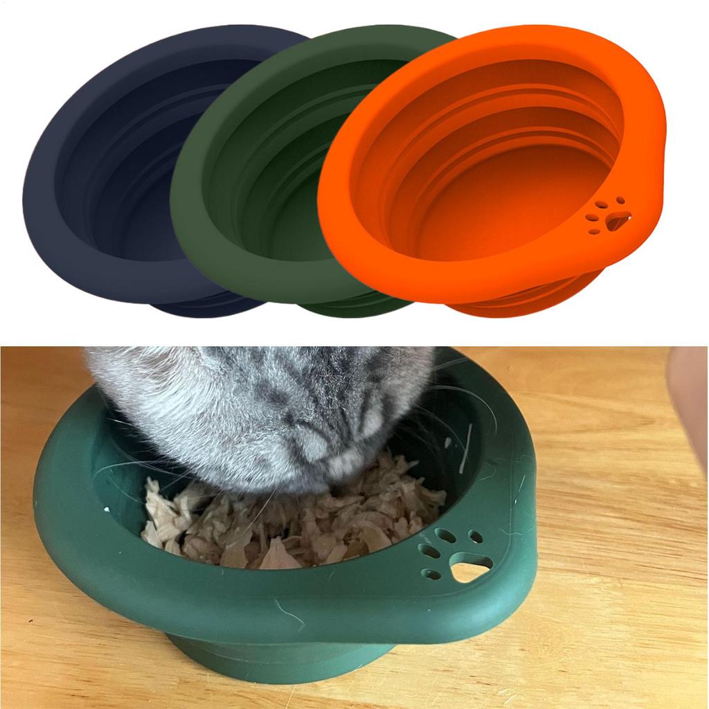 Folding Dog Bowl 300ml Foldable Bowl With Carabiner Silicone Pet Feeding Dish For Travel Camping Hiking Backpacking Outdoor