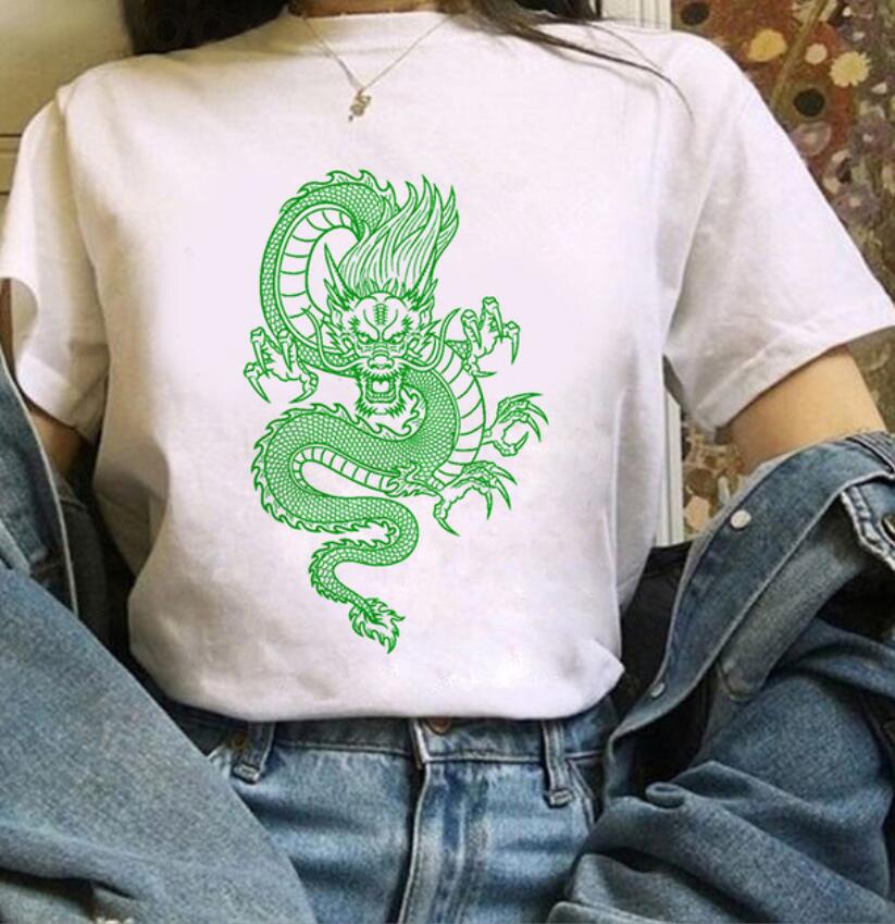 Damen Harajuku Y2K Oversized T-Shirt Drache Goth Anime Grafik-T-Shirt Vintage pro Choice Sommer Poly-Baumwoll-Set Oberteile