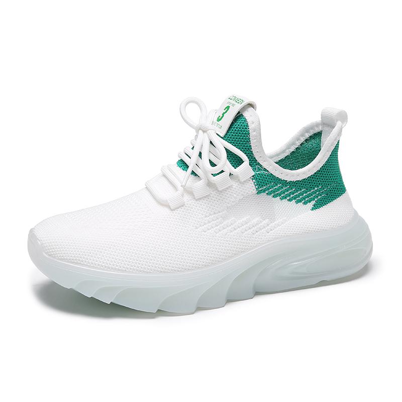 модные Fly Woven Breathable Solid Color Удобные женские сетчатые спортивные повседневные кроссовки Модные изысканные женские повседневные кроссовки 40 зелёный