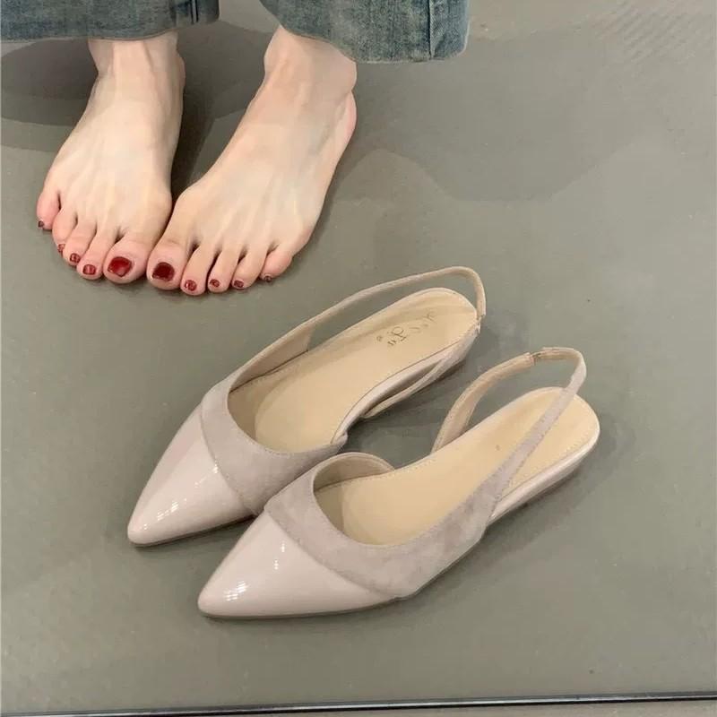Gentle Fairy Wedge Heels Single Shoes 2025 New French Temperament Elegant Suede Pointed Head Shallow Mouth Rear Empty Commuter Shoes