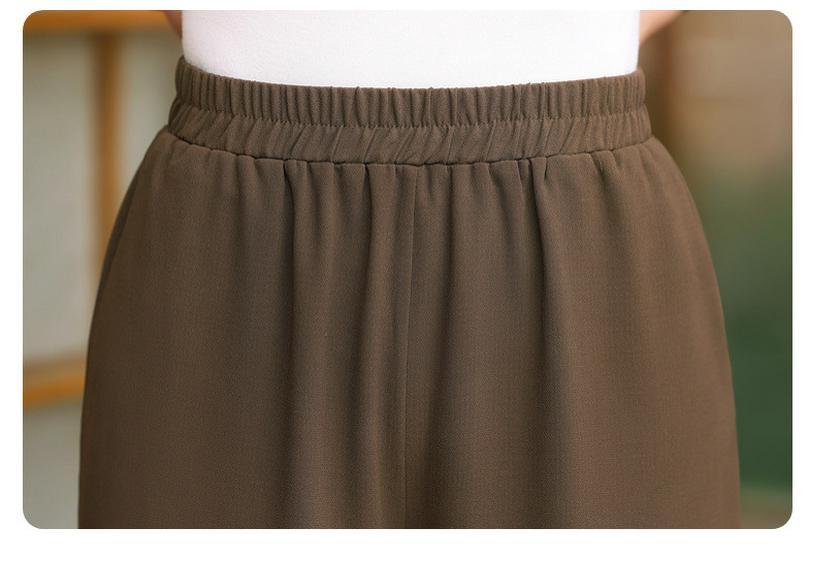 Summer Two-Piece Clothing Set for Senior Women: Short-Sleeve Top and Wide-Leg Pants