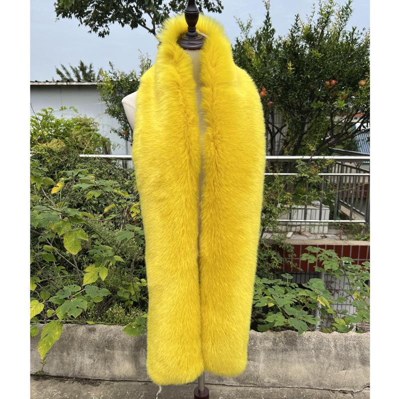 Модный и универсальный шарф из искусственного меха лисы Длинный шарф из искусственного меха енота Теплый меховой шарф Зимний женский шарф