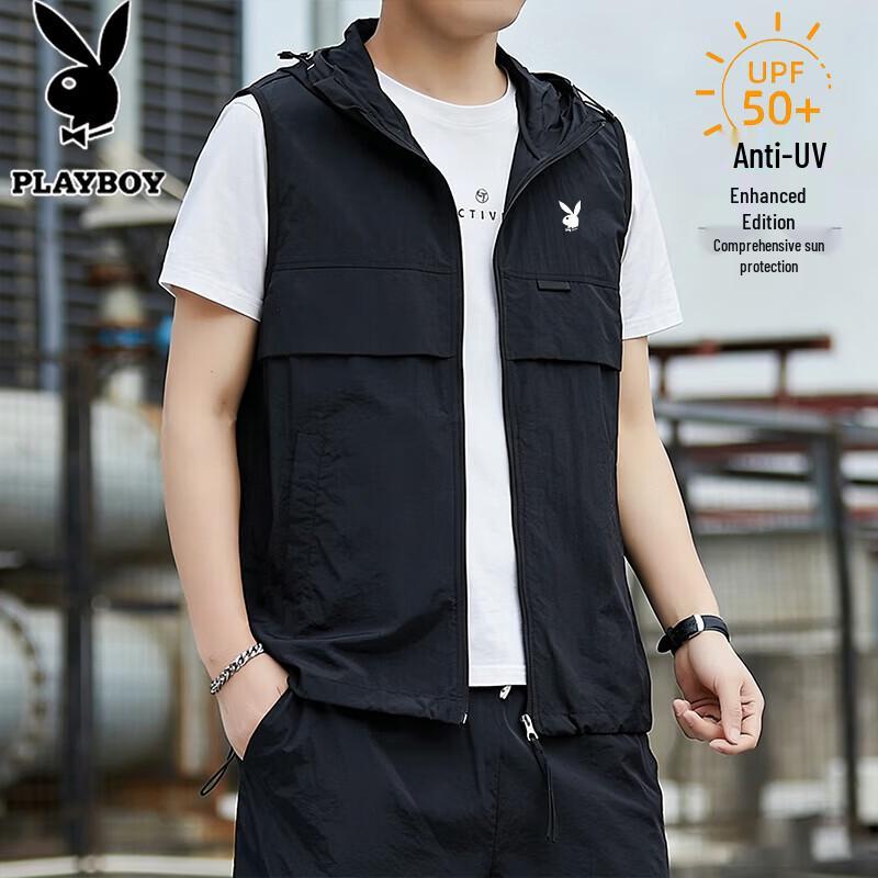 PLAYBOY Men s Hooded Sun Protection Ice Silk Vest L