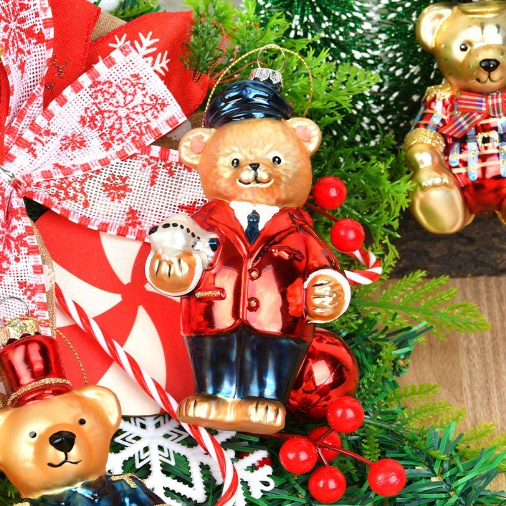 Glass Painted Christmas Decorations Rooster Panda Elephant Shape Colorful Hanging Ornaments Christmas Ornaments