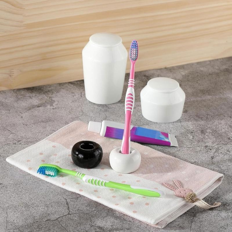 2PCS Ceramic Toothbrush Stands Creative Brush Stand Shelf Base Practical and Mini Solution