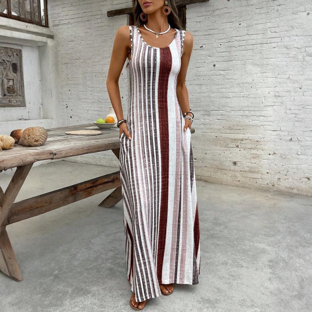 Women's Dress Casual Flowy Dresses R-neck Vocation Boho Beach Sundress