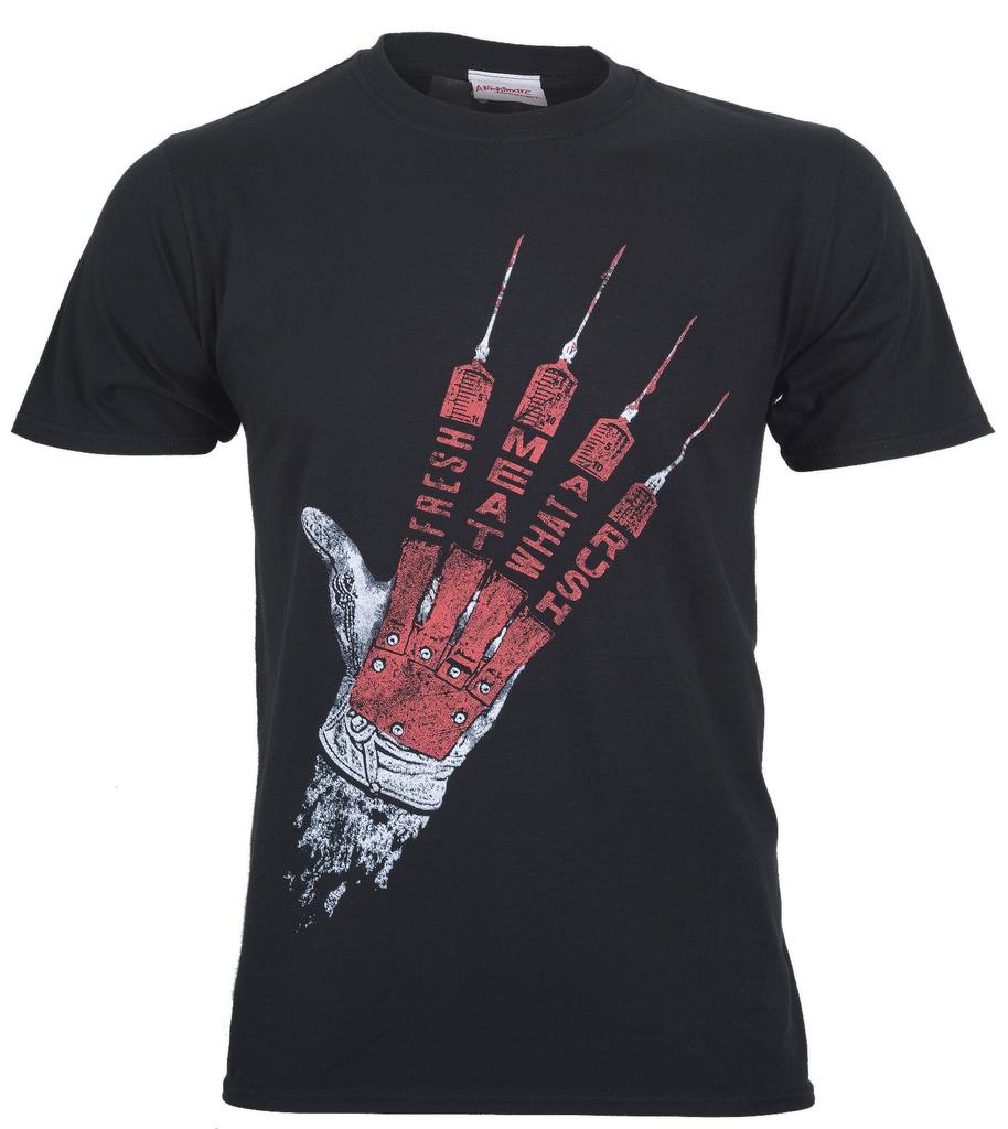 Nightmare On Elm Street T-Shirt Frisches Fleisch Krueger Horror Offiziell Neu Schwarz