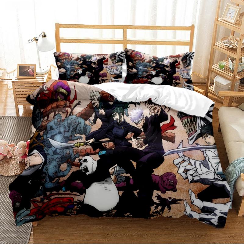 Jujutsu Kaisen Bedding Set Quilt Cover Pillowcase Anime Figure Satoru Gojo Bed Bedroom Duvet Cover Decor Beddings Suit Kids Gift