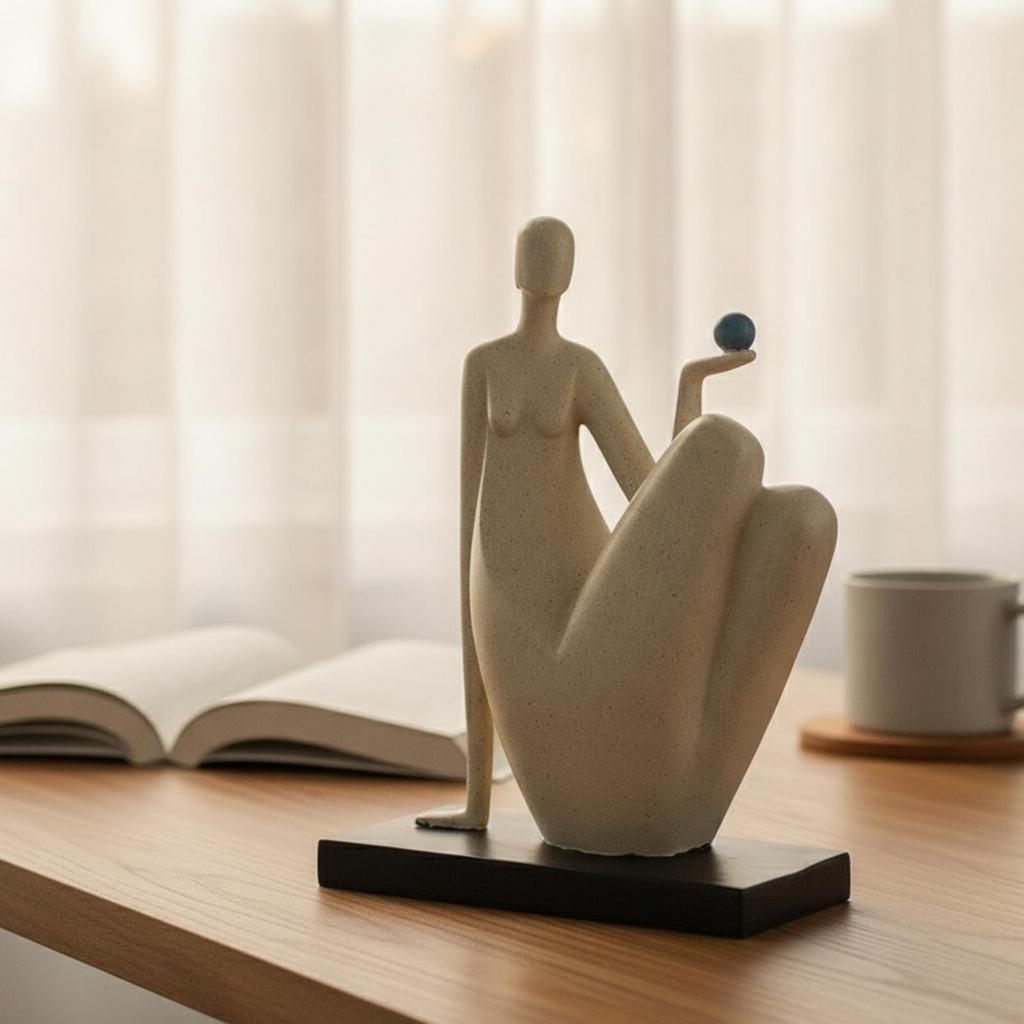 Abstract Sculpture Minimalist Statue Modern with Rectangular Base for Art Lovers,