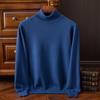 סוודר גברים סתיו חורף צווארון גבוה סריג עבה אלסטי שרוולים ארוכים חם צבע אחיד ביגוד סריג תחתון לבוש יומיומי רפוי סוודר עסקי