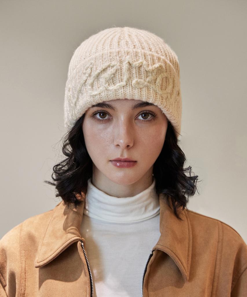 Bajal Handle Logo Beanie Ivory