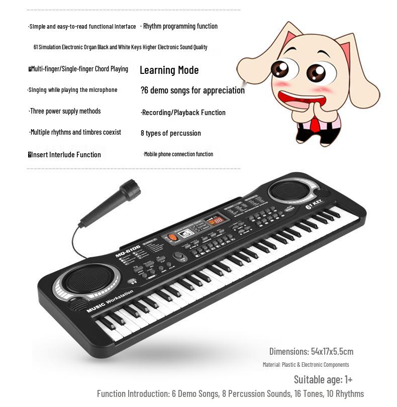 Multifunctional 61-Key Electronic Keyboard for Kids - Beginner Music Toy & Early Education Piano