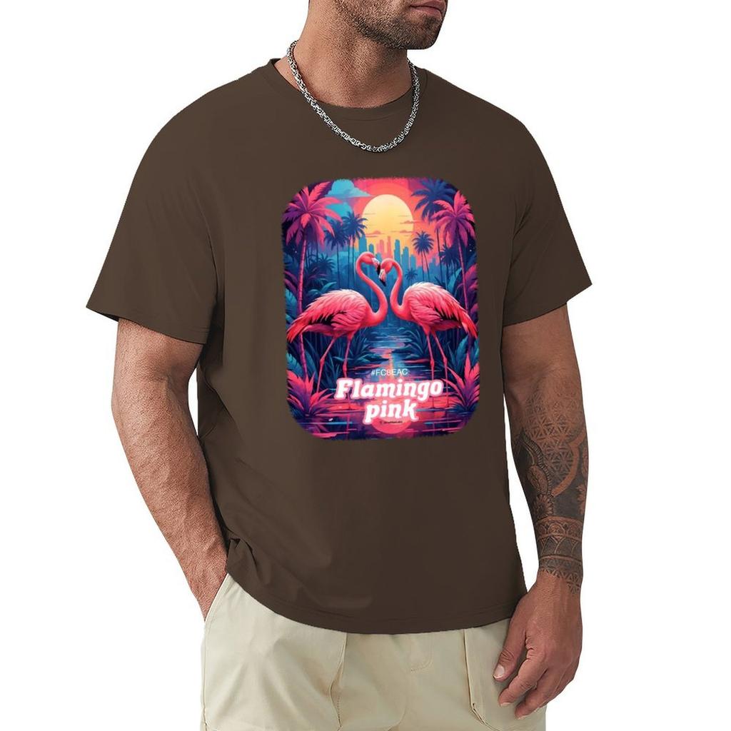 Flamingo Pink T-Shirt Graphic Tee Shirt Funnys Men Clothes