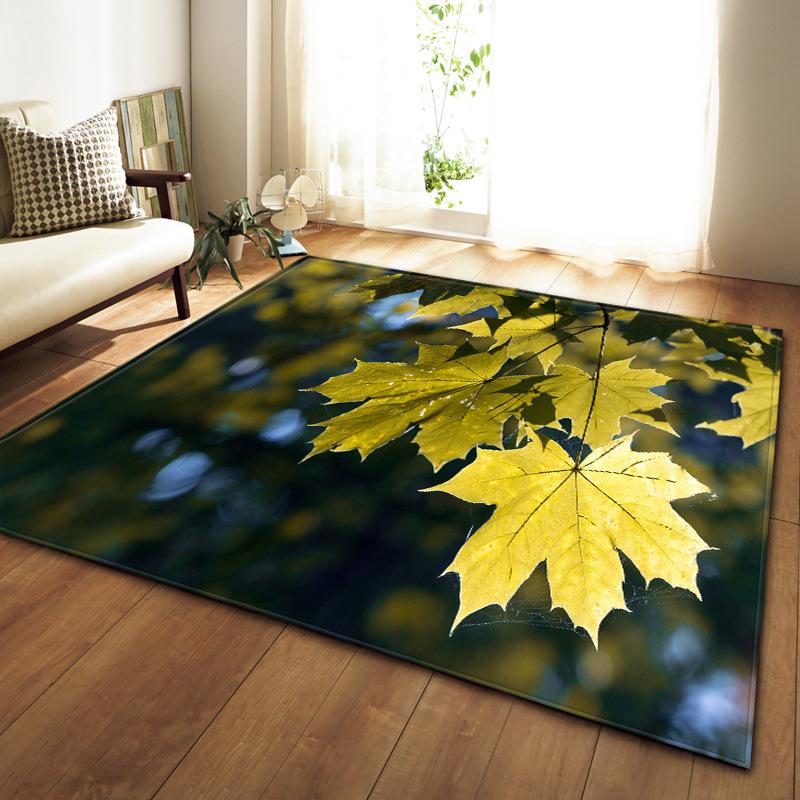 Maple Leaf Living Room Carpet Bedroom Dining Room Floor Mat Pattern Size