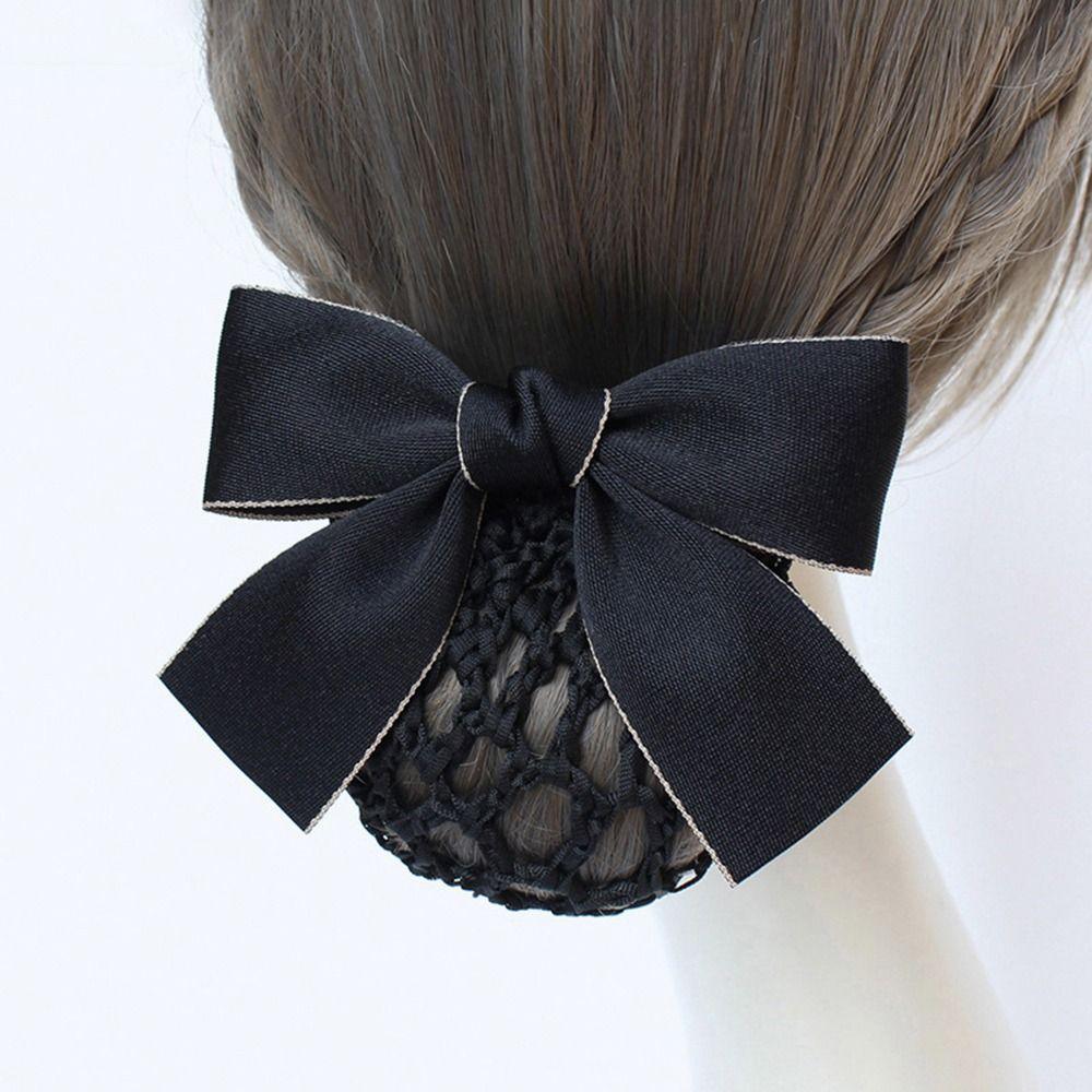 For Girls Nurse For Female Bow Spring Clip Ponytail Clip Korean Bun Snood Hairgrips Cover Net
